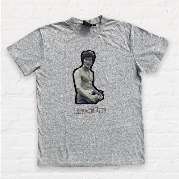 Bruce Lee gray tee with sewn on graphic and red thread - Picture 5 of 5